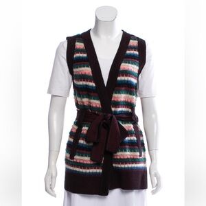 Pink multicolor 
Missoni Merino Wool Cardigan Striped
Sleeveless V-Neck
Vest